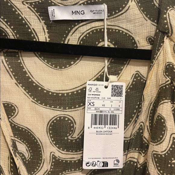 Mango Olive Patterned Blouse - Picture 4 of 7